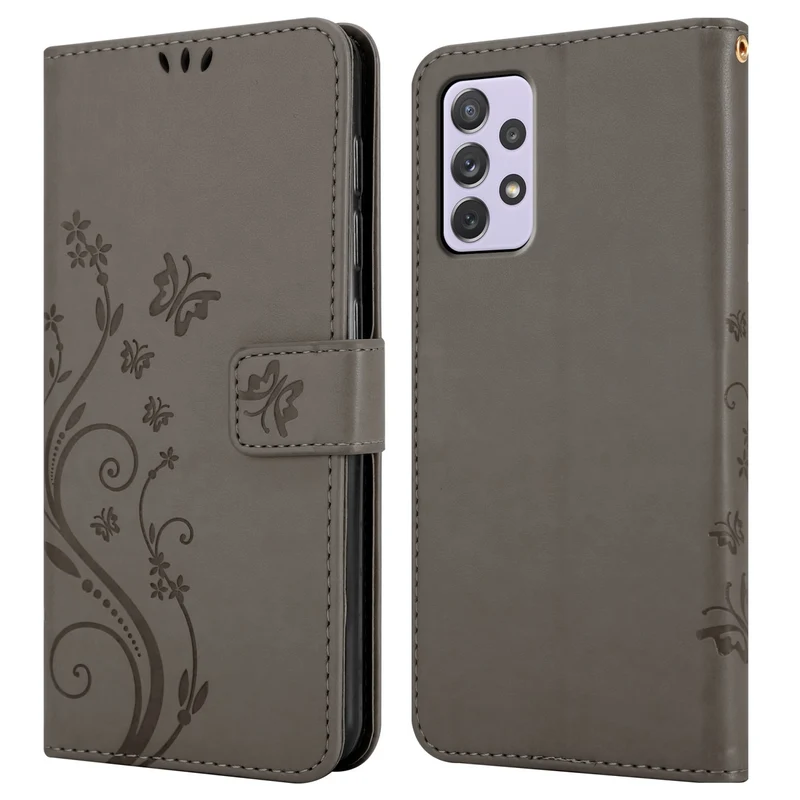 Cadorabo Hülle kompatibel mit Samsung Galaxy A73 5G Schutzhülle im Blumen Design mit Magnetverschluss, Standfunktion und Kartenfächern