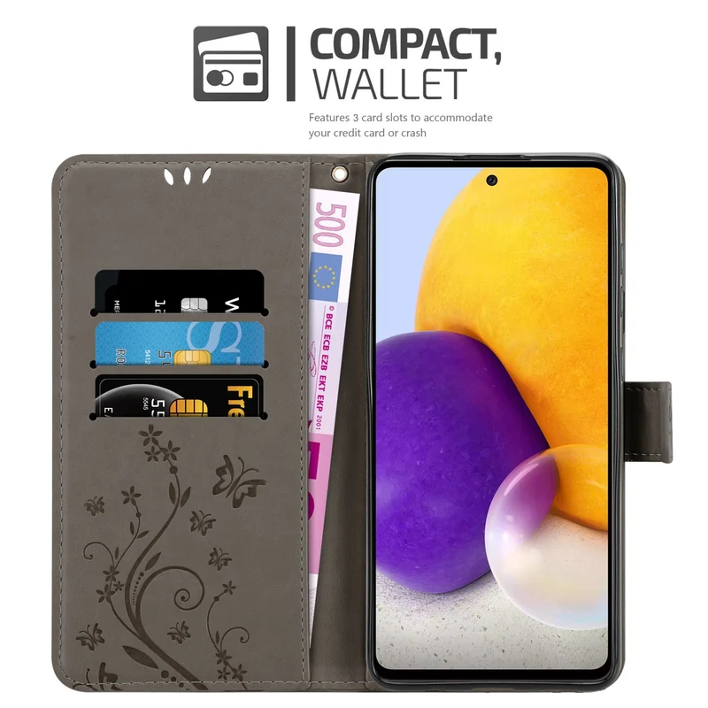 Cadorabo Hülle kompatibel mit Samsung Galaxy A73 5G Schutzhülle im Blumen Design mit Magnetverschluss, Standfunktion und Kartenfächern