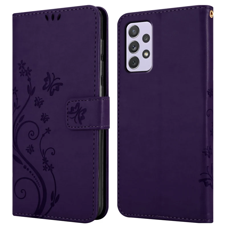 Cadorabo Hülle kompatibel mit Samsung Galaxy A73 5G Schutzhülle im Blumen Design mit Magnetverschluss, Standfunktion und Kartenfächern