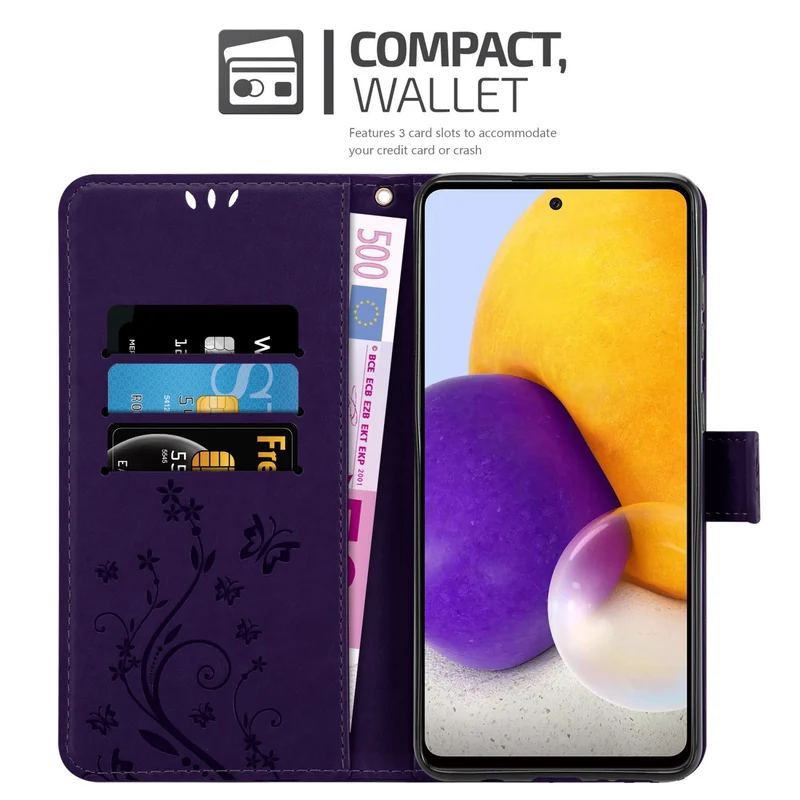 Cadorabo Hülle kompatibel mit Samsung Galaxy A73 5G Schutzhülle im Blumen Design mit Magnetverschluss, Standfunktion und Kartenfächern