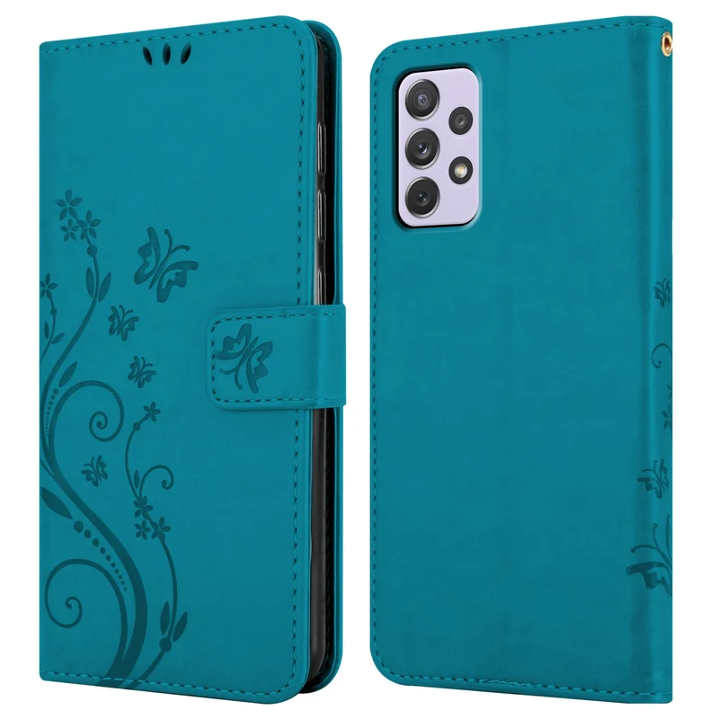 Cadorabo Hülle kompatibel mit Samsung Galaxy A73 5G Schutzhülle im Blumen Design mit Magnetverschluss, Standfunktion und Kartenfächern