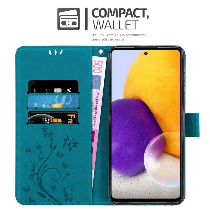 Cadorabo Hülle kompatibel mit Samsung Galaxy A73 5G Schutzhülle im Blumen Design mit Magnetverschluss, Standfunktion und Kartenfächern