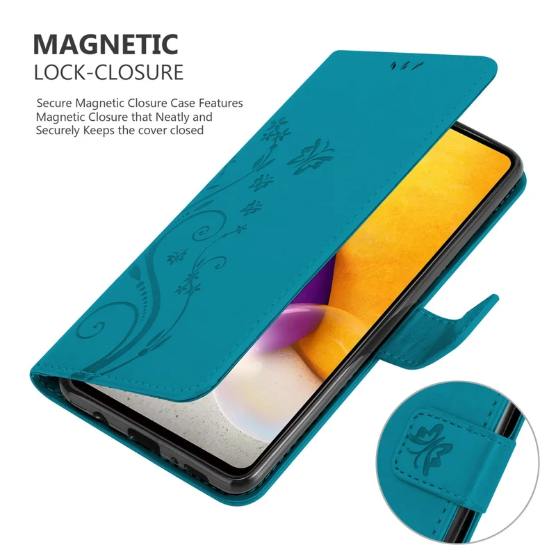 Cadorabo Hülle kompatibel mit Samsung Galaxy A73 5G Schutzhülle im Blumen Design mit Magnetverschluss, Standfunktion und Kartenfächern