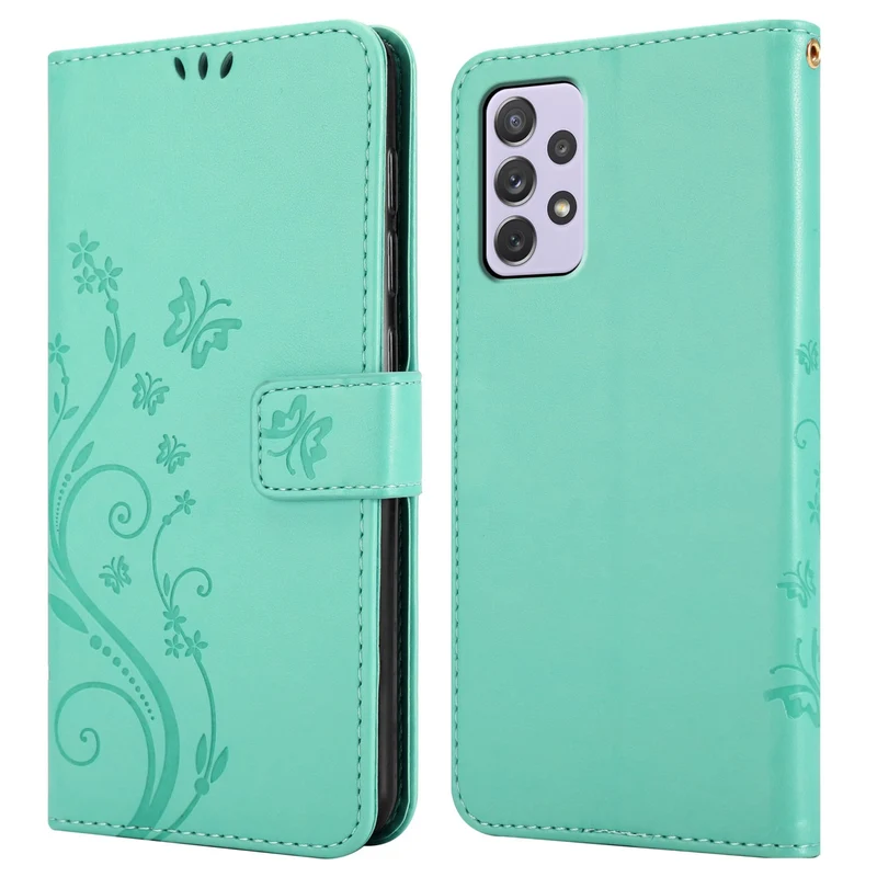 Cadorabo Hülle kompatibel mit Samsung Galaxy A73 5G Schutzhülle im Blumen Design mit Magnetverschluss, Standfunktion und Kartenfächern