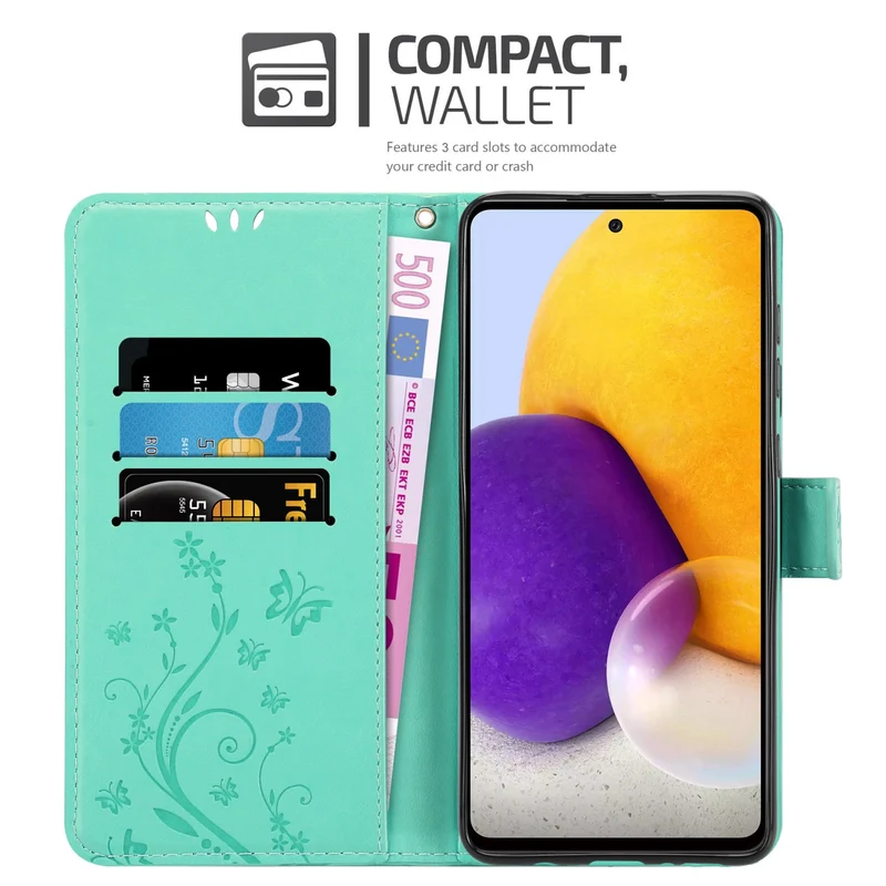 Cadorabo Hülle kompatibel mit Samsung Galaxy A73 5G Schutzhülle im Blumen Design mit Magnetverschluss, Standfunktion und Kartenfächern