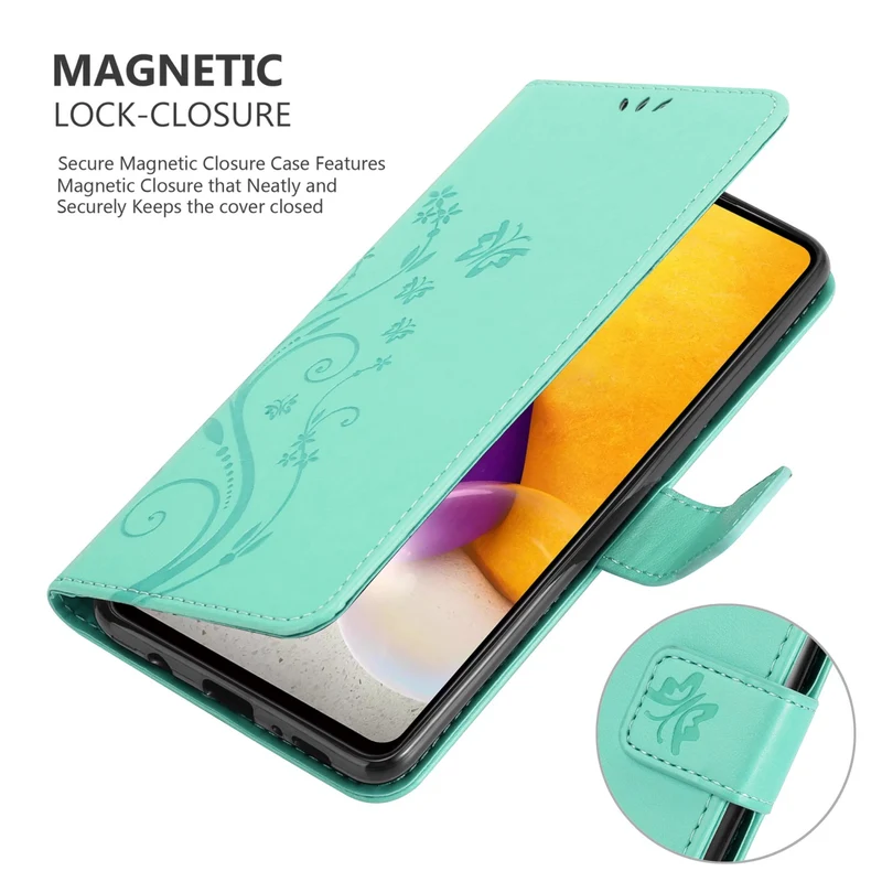 Cadorabo Hülle kompatibel mit Samsung Galaxy A73 5G Schutzhülle im Blumen Design mit Magnetverschluss, Standfunktion und Kartenfächern