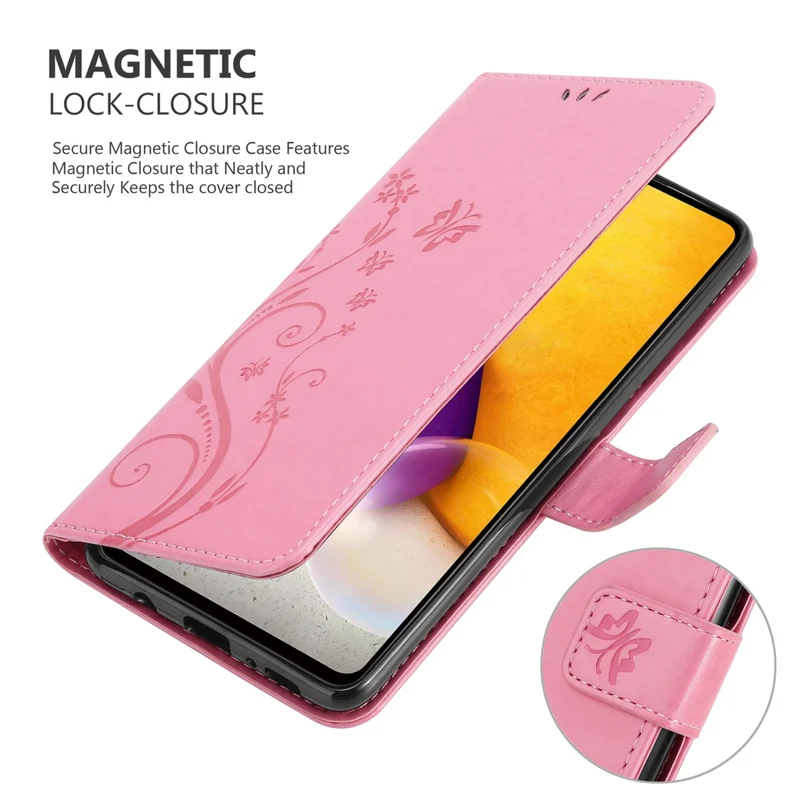 Cadorabo Hülle kompatibel mit Samsung Galaxy A73 5G Schutzhülle im Blumen Design mit Magnetverschluss, Standfunktion und Kartenfächern