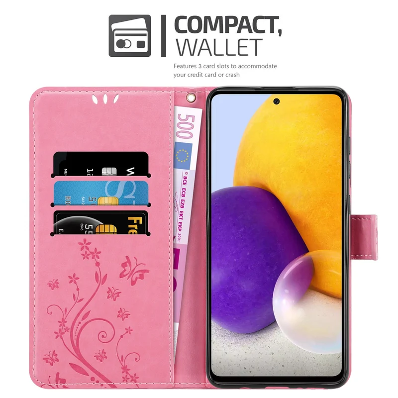 Cadorabo Hülle kompatibel mit Samsung Galaxy A73 5G Schutzhülle im Blumen Design mit Magnetverschluss, Standfunktion und Kartenfächern