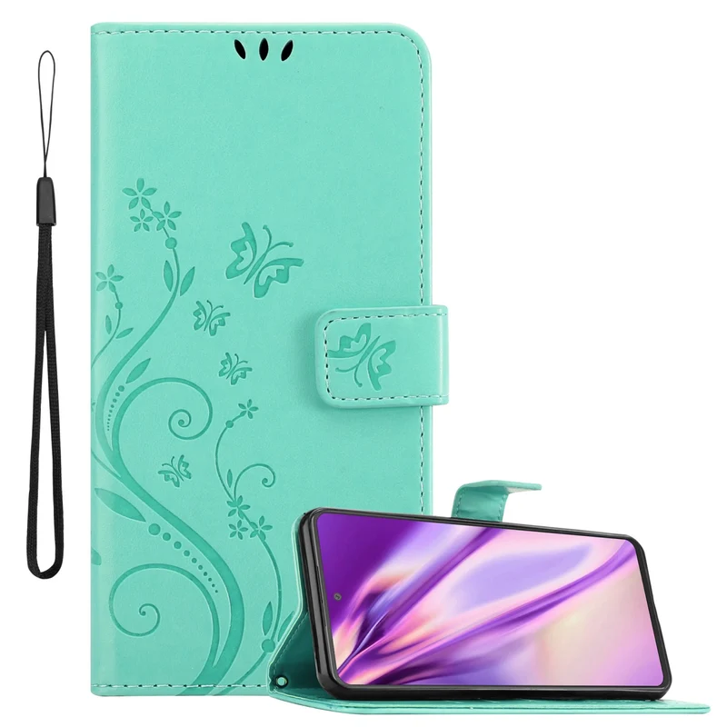 Cadorabo Hülle kompatibel mit Samsung Galaxy A53 5G Schutzhülle im Blumen Design mit Magnetverschluss, Standfunktion und Kartenfächern