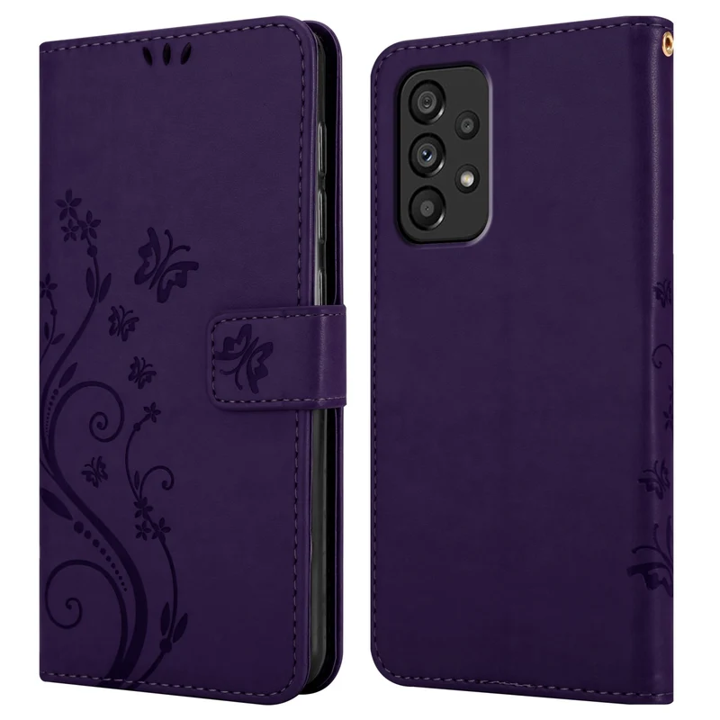 Cadorabo Hülle kompatibel mit Samsung Galaxy A53 5G Schutzhülle im Blumen Design mit Magnetverschluss, Standfunktion und Kartenfächern