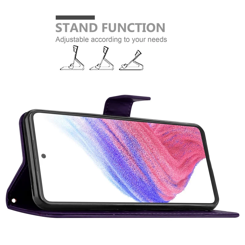 Cadorabo Hülle kompatibel mit Samsung Galaxy A53 5G Schutzhülle im Blumen Design mit Magnetverschluss, Standfunktion und Kartenfächern