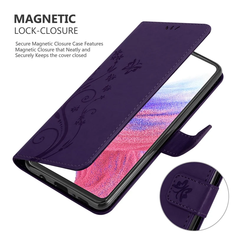 Cadorabo Hülle kompatibel mit Samsung Galaxy A53 5G Schutzhülle im Blumen Design mit Magnetverschluss, Standfunktion und Kartenfächern
