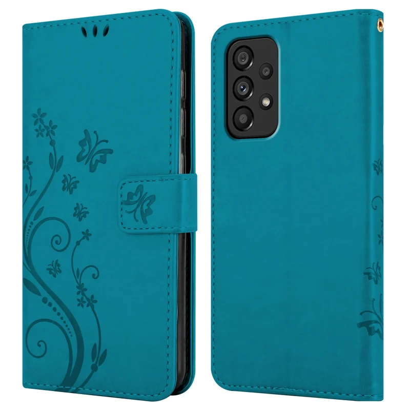 Cadorabo Hülle kompatibel mit Samsung Galaxy A53 5G Schutzhülle im Blumen Design mit Magnetverschluss, Standfunktion und Kartenfächern