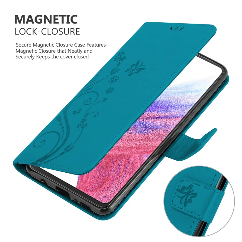 Cadorabo Hülle kompatibel mit Samsung Galaxy A53 5G Schutzhülle im Blumen Design mit Magnetverschluss, Standfunktion und Kartenfächern