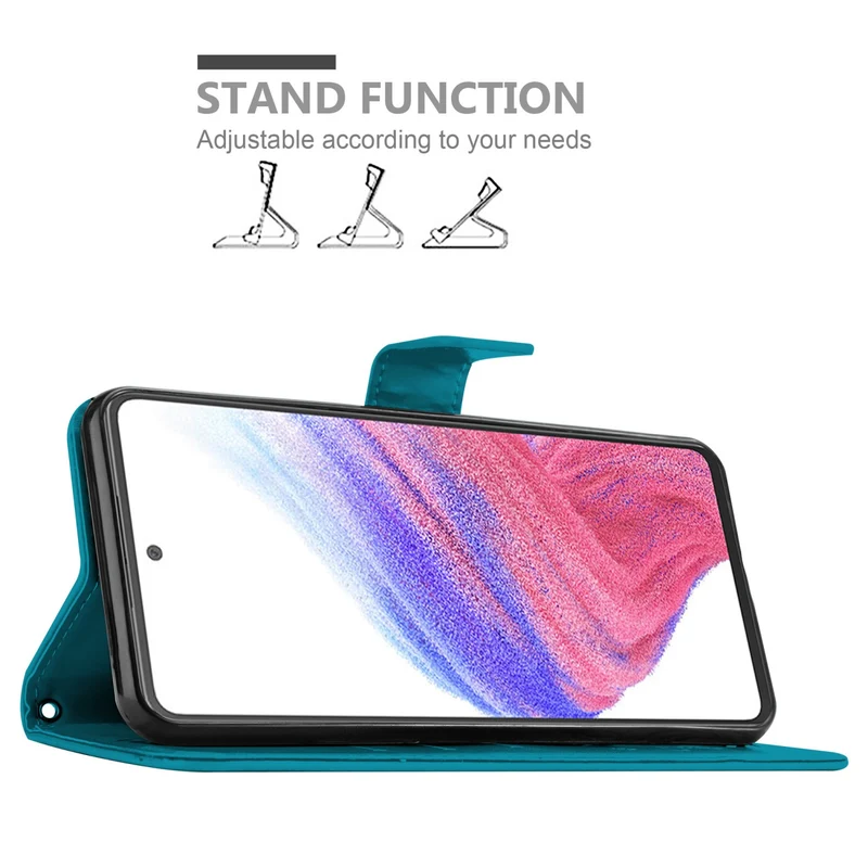 Cadorabo Hülle kompatibel mit Samsung Galaxy A53 5G Schutzhülle im Blumen Design mit Magnetverschluss, Standfunktion und Kartenfächern
