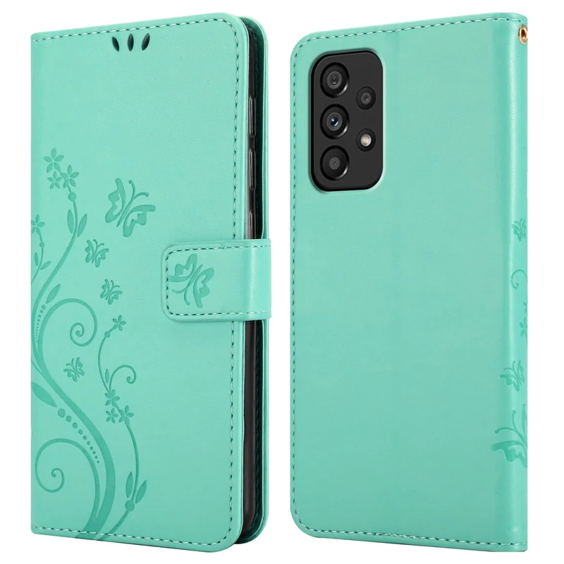 Cadorabo Hülle kompatibel mit Samsung Galaxy A53 5G Schutzhülle im Blumen Design mit Magnetverschluss, Standfunktion und Kartenfächern