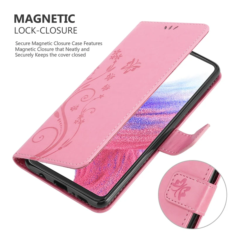 Cadorabo Hülle kompatibel mit Samsung Galaxy A53 5G Schutzhülle im Blumen Design mit Magnetverschluss, Standfunktion und Kartenfächern
