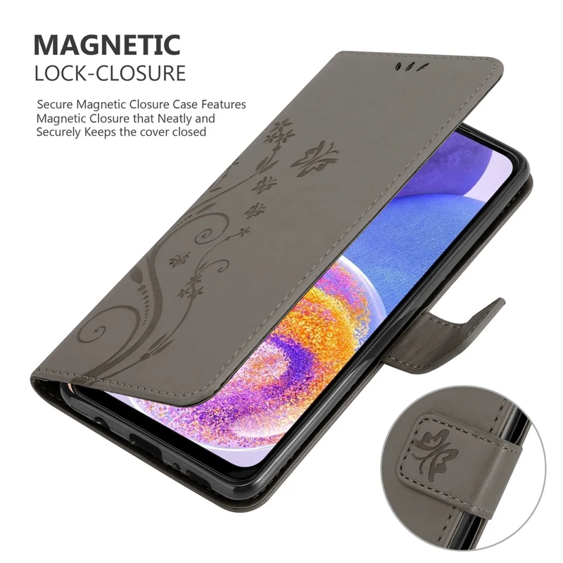 Cadorabo Hülle kompatibel mit Samsung Galaxy A23 4G / 5G Schutzhülle im Blumen Design mit Magnetverschluss, Standfunktion und Kartenfächern