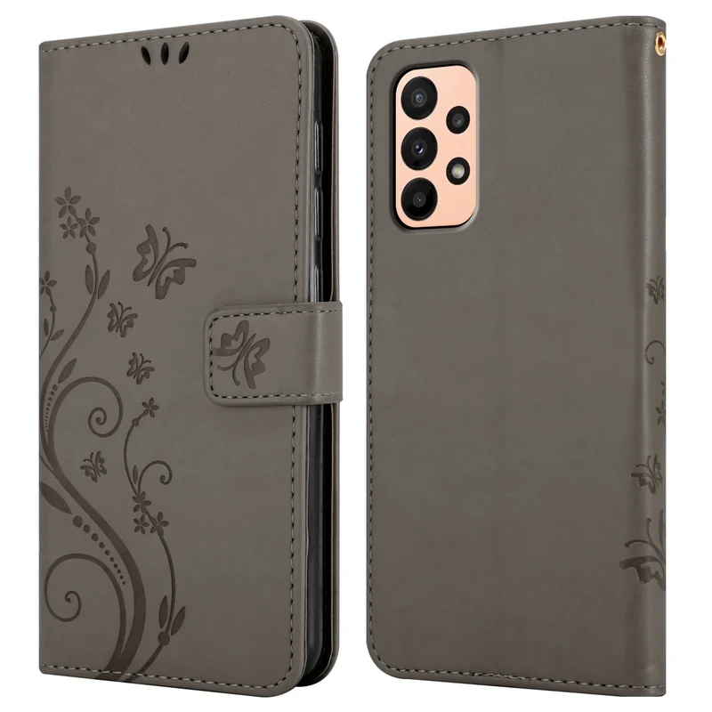 Cadorabo Hülle kompatibel mit Samsung Galaxy A23 4G / 5G Schutzhülle im Blumen Design mit Magnetverschluss, Standfunktion und Kartenfächern