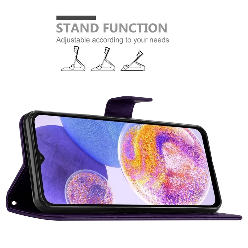 Cadorabo Hülle kompatibel mit Samsung Galaxy A23 4G / 5G Schutzhülle im Blumen Design mit Magnetverschluss, Standfunktion und Kartenfächern