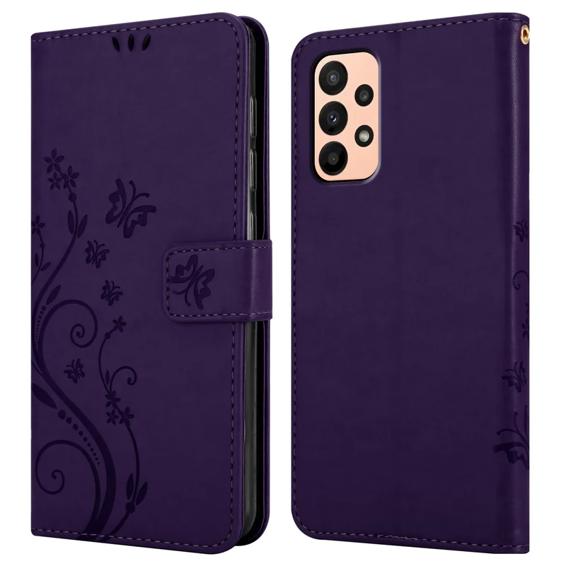 Cadorabo Hülle kompatibel mit Samsung Galaxy A23 4G / 5G Schutzhülle im Blumen Design mit Magnetverschluss, Standfunktion und Kartenfächern