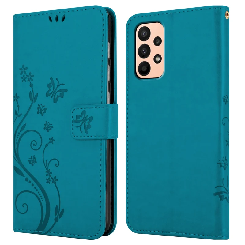 Cadorabo Hülle kompatibel mit Samsung Galaxy A23 4G / 5G Schutzhülle im Blumen Design mit Magnetverschluss, Standfunktion und Kartenfächern