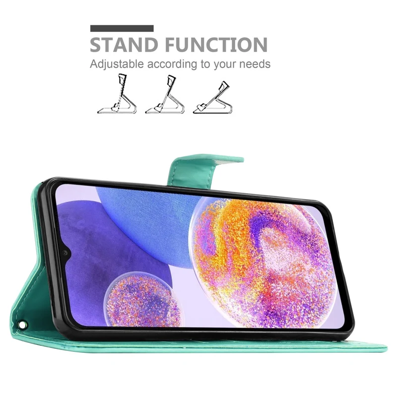 Cadorabo Hülle kompatibel mit Samsung Galaxy A23 4G / 5G Schutzhülle im Blumen Design mit Magnetverschluss, Standfunktion und Kartenfächern