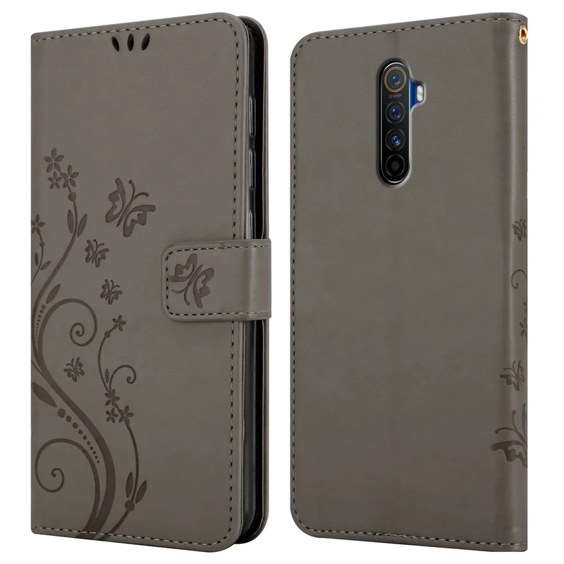 Cadorabo Hülle kompatibel mit Realme X2 PRO / Oppo Reno Ace Schutzhülle im Blumen Design mit Magnetverschluss, Standfunktion und Kartenfächern