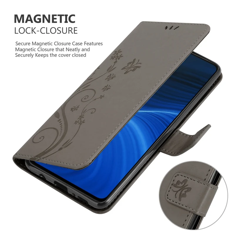 Cadorabo Hülle kompatibel mit Realme X2 PRO / Oppo Reno Ace Schutzhülle im Blumen Design mit Magnetverschluss, Standfunktion und Kartenfächern