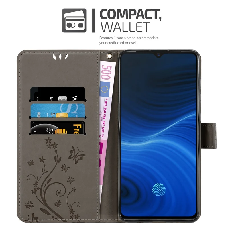 Cadorabo Hülle kompatibel mit Realme X2 PRO / Oppo Reno Ace Schutzhülle im Blumen Design mit Magnetverschluss, Standfunktion und Kartenfächern