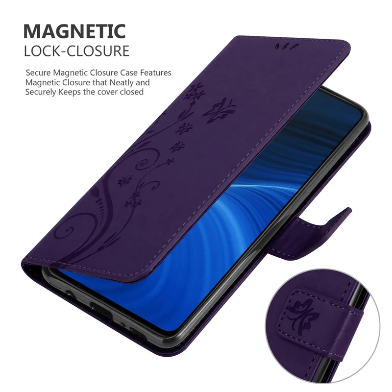 Cadorabo Hülle kompatibel mit Realme X2 PRO / Oppo Reno Ace Schutzhülle im Blumen Design mit Magnetverschluss, Standfunktion und Kartenfächern