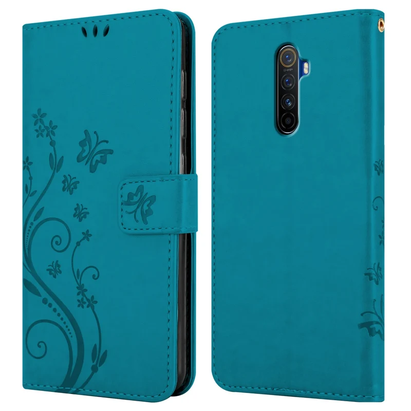Cadorabo Hülle kompatibel mit Realme X2 PRO / Oppo Reno Ace Schutzhülle im Blumen Design mit Magnetverschluss, Standfunktion und Kartenfächern