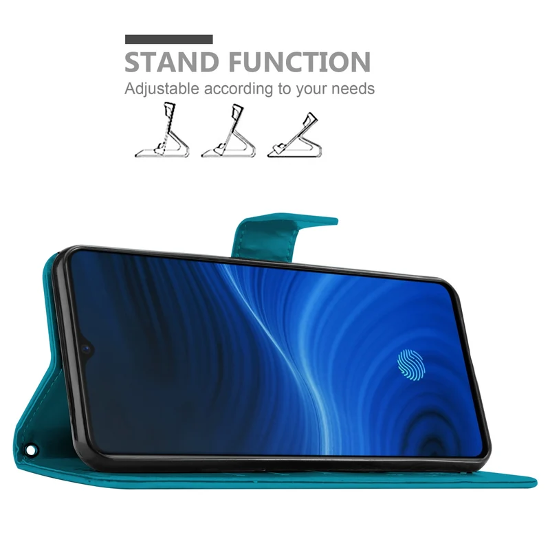 Cadorabo Hülle kompatibel mit Realme X2 PRO / Oppo Reno Ace Schutzhülle im Blumen Design mit Magnetverschluss, Standfunktion und Kartenfächern