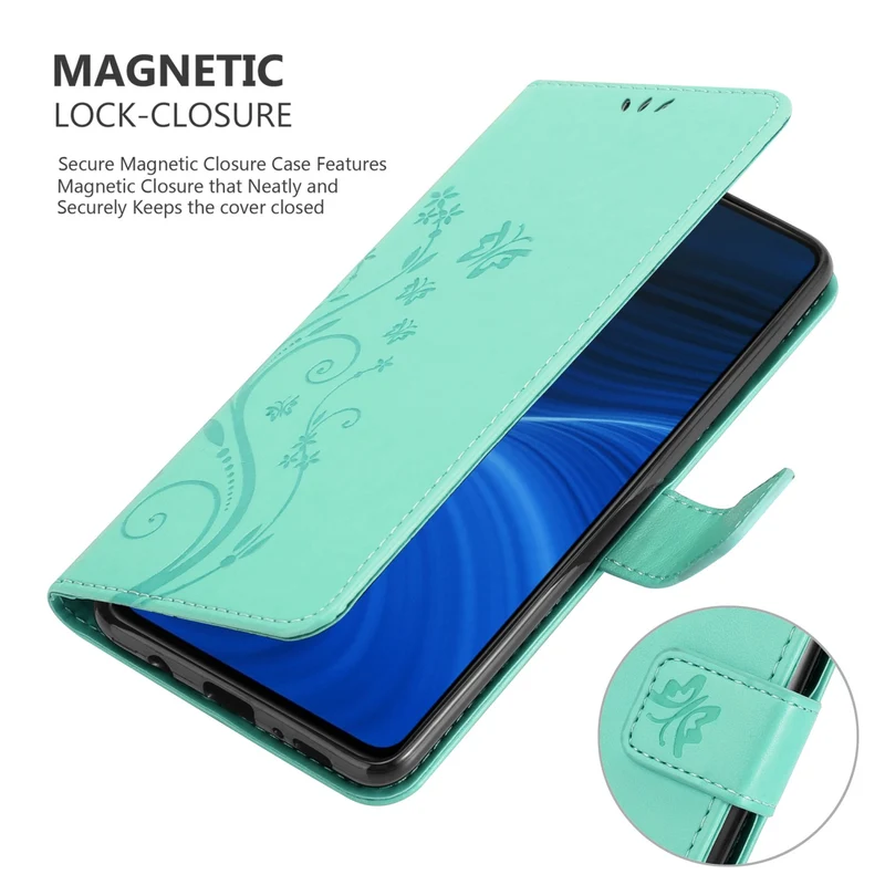 Cadorabo Hülle kompatibel mit Realme X2 PRO / Oppo Reno Ace Schutzhülle im Blumen Design mit Magnetverschluss, Standfunktion und Kartenfächern