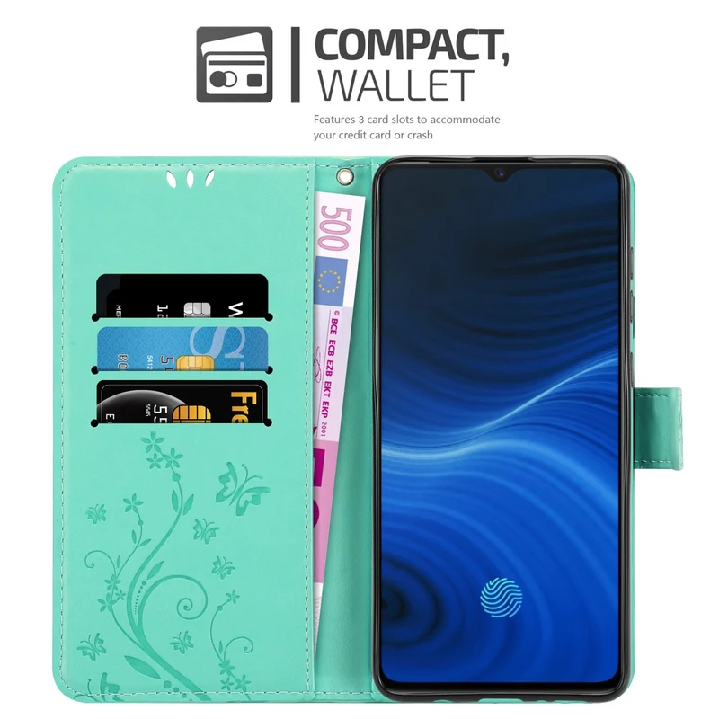 Cadorabo Hülle kompatibel mit Realme X2 PRO / Oppo Reno Ace Schutzhülle im Blumen Design mit Magnetverschluss, Standfunktion und Kartenfächern