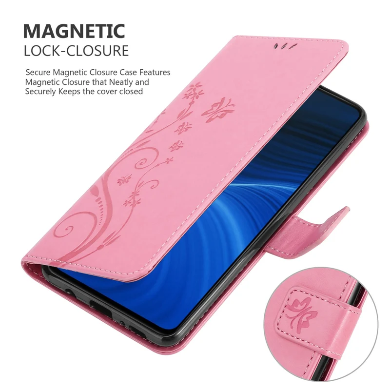 Cadorabo Hülle kompatibel mit Realme X2 PRO / Oppo Reno Ace Schutzhülle im Blumen Design mit Magnetverschluss, Standfunktion und Kartenfächern