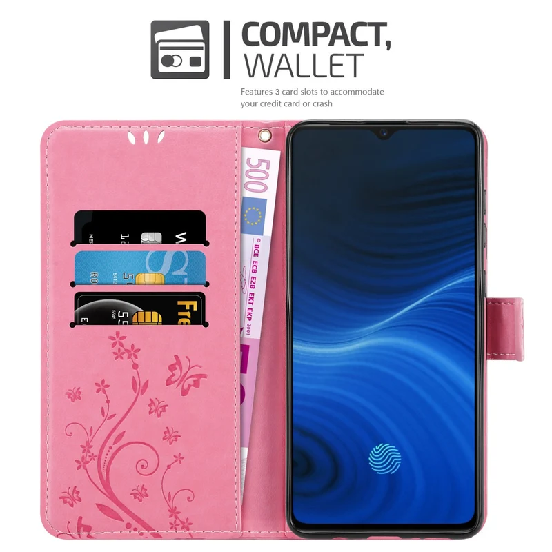 Cadorabo Hülle kompatibel mit Realme X2 PRO / Oppo Reno Ace Schutzhülle im Blumen Design mit Magnetverschluss, Standfunktion und Kartenfächern