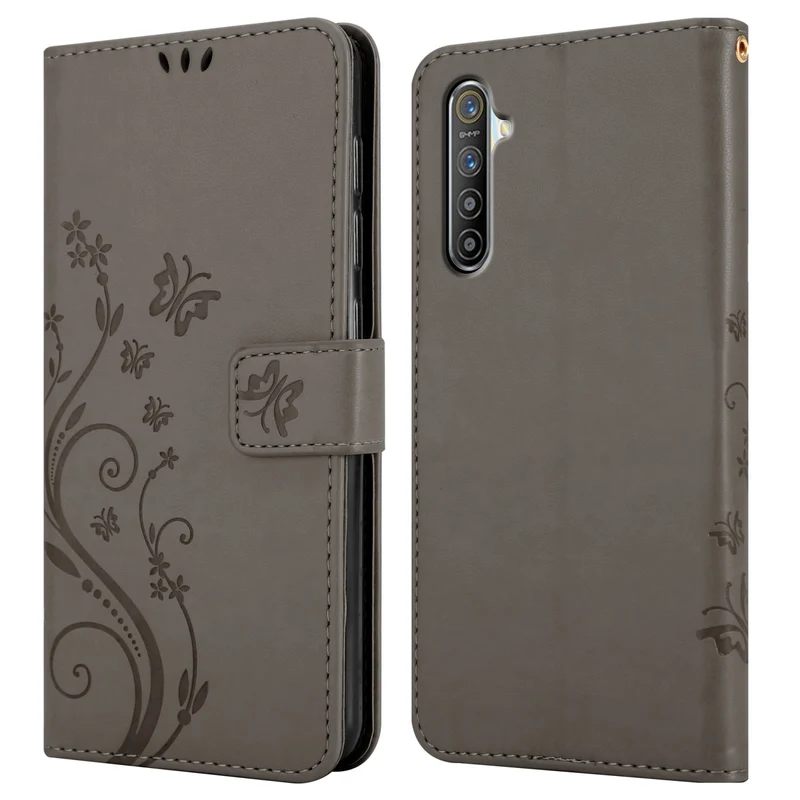 Cadorabo Hülle kompatibel mit Realme X2 / XT / Oppo K5 Schutzhülle im Blumen Design mit Magnetverschluss, Standfunktion und Kartenfächern