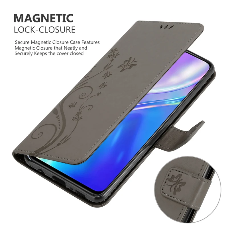 Cadorabo Hülle kompatibel mit Realme X2 / XT / Oppo K5 Schutzhülle im Blumen Design mit Magnetverschluss, Standfunktion und Kartenfächern