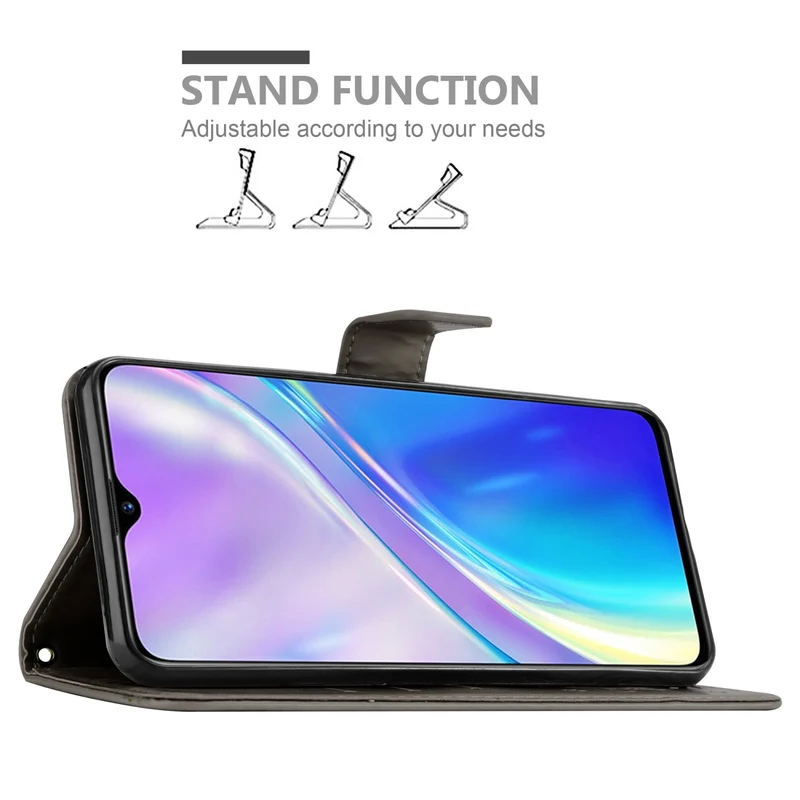 Cadorabo Hülle kompatibel mit Realme X2 / XT / Oppo K5 Schutzhülle im Blumen Design mit Magnetverschluss, Standfunktion und Kartenfächern