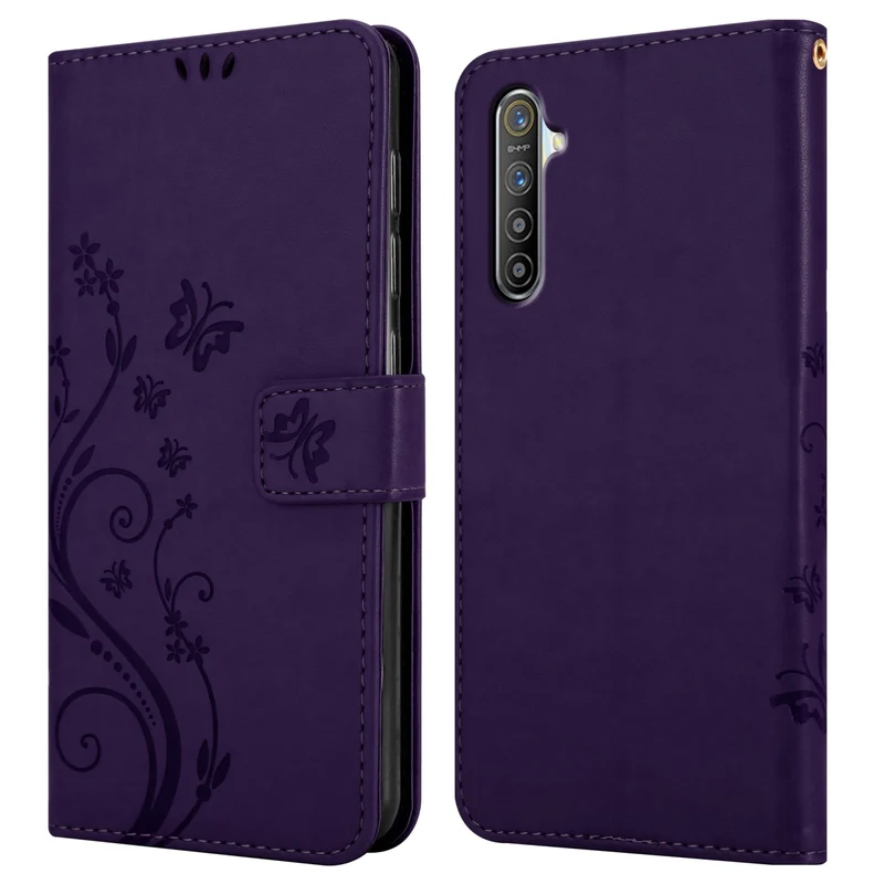 Cadorabo Hülle kompatibel mit Realme X2 / XT / Oppo K5 Schutzhülle im Blumen Design mit Magnetverschluss, Standfunktion und Kartenfächern
