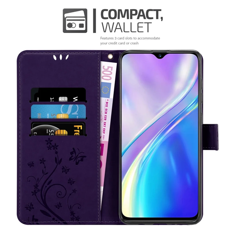 Cadorabo Hülle kompatibel mit Realme X2 / XT / Oppo K5 Schutzhülle im Blumen Design mit Magnetverschluss, Standfunktion und Kartenfächern