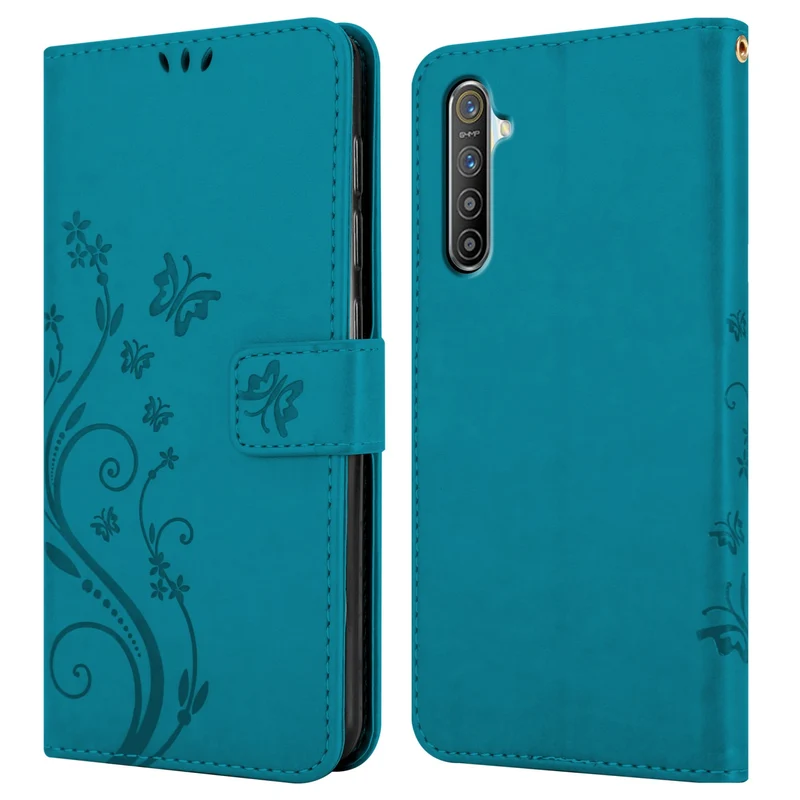 Cadorabo Hülle kompatibel mit Realme X2 / XT / Oppo K5 Schutzhülle im Blumen Design mit Magnetverschluss, Standfunktion und Kartenfächern