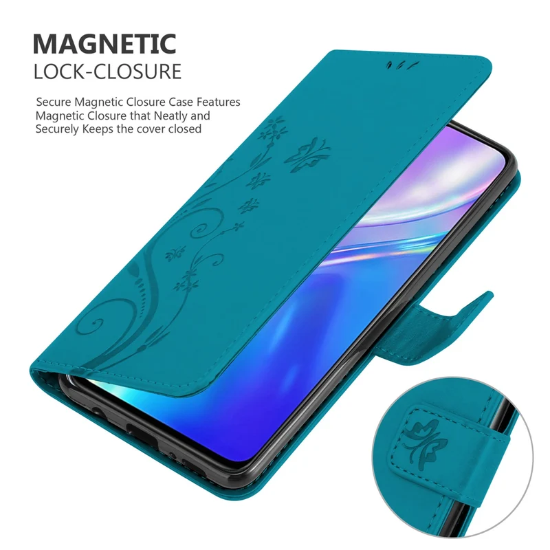 Cadorabo Hülle kompatibel mit Realme X2 / XT / Oppo K5 Schutzhülle im Blumen Design mit Magnetverschluss, Standfunktion und Kartenfächern