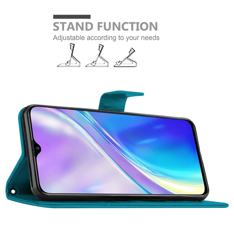 Cadorabo Hülle kompatibel mit Realme X2 / XT / Oppo K5 Schutzhülle im Blumen Design mit Magnetverschluss, Standfunktion und Kartenfächern