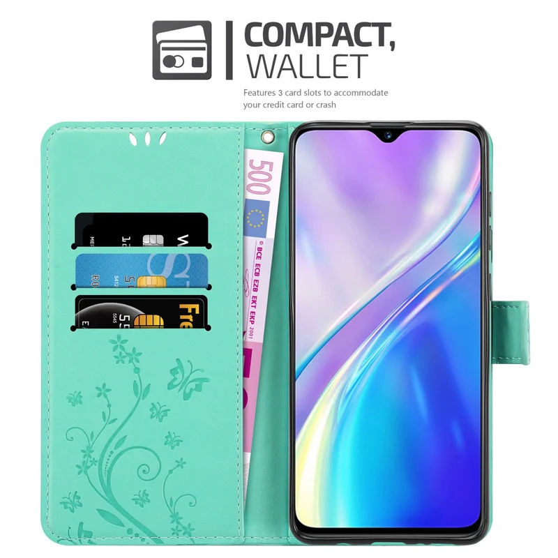 Cadorabo Hülle kompatibel mit Realme X2 / XT / Oppo K5 Schutzhülle im Blumen Design mit Magnetverschluss, Standfunktion und Kartenfächern