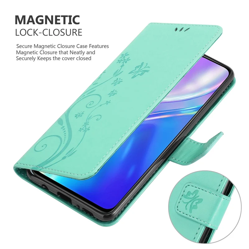 Cadorabo Hülle kompatibel mit Realme X2 / XT / Oppo K5 Schutzhülle im Blumen Design mit Magnetverschluss, Standfunktion und Kartenfächern