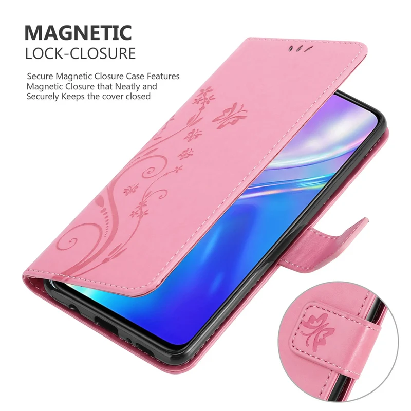 Cadorabo Hülle kompatibel mit Realme X2 / XT / Oppo K5 Schutzhülle im Blumen Design mit Magnetverschluss, Standfunktion und Kartenfächern