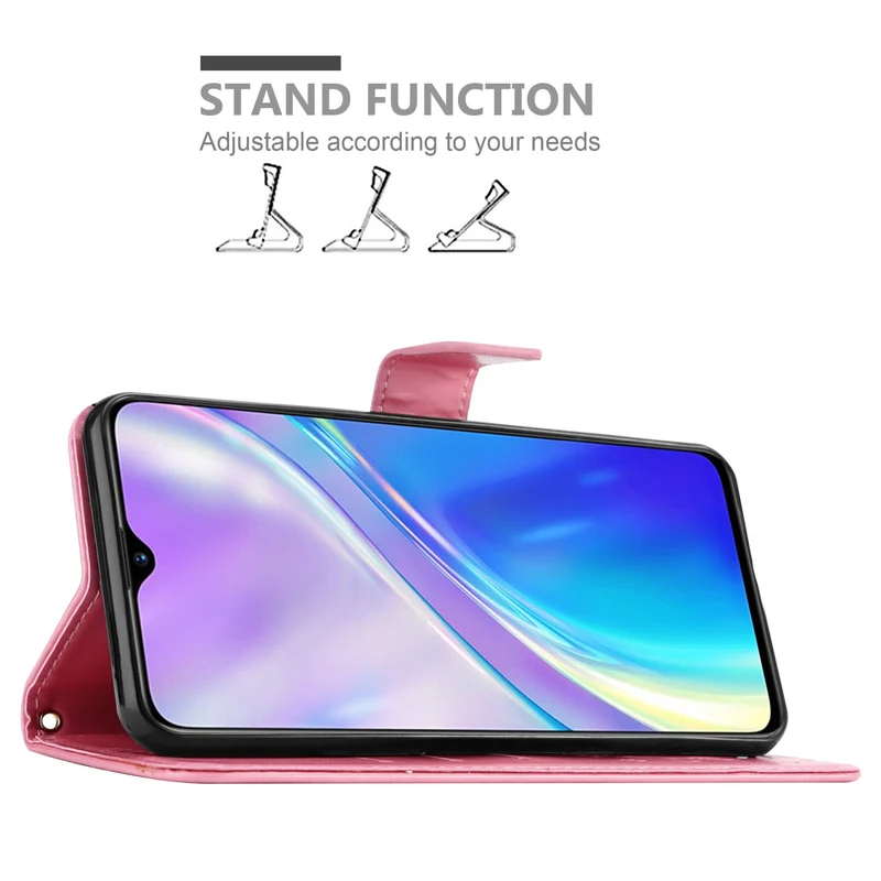 Cadorabo Hülle kompatibel mit Realme X2 / XT / Oppo K5 Schutzhülle im Blumen Design mit Magnetverschluss, Standfunktion und Kartenfächern
