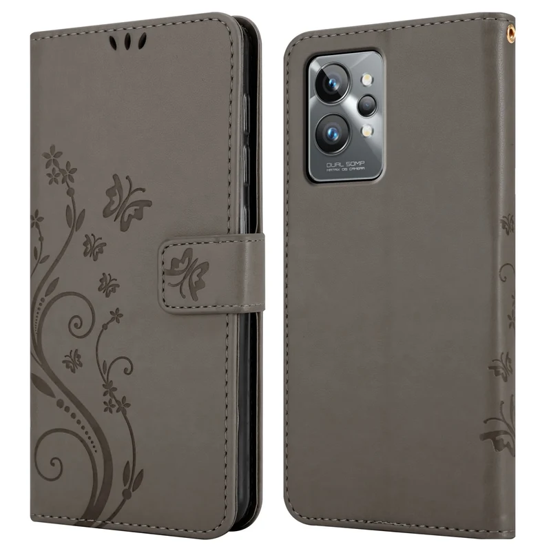 Cadorabo Hülle kompatibel mit Realme GT 2 PRO Schutzhülle im Blumen Design mit Magnetverschluss, Standfunktion und Kartenfächern